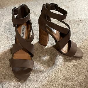 Steve Madden Brown Suede Strap Sandal Heels